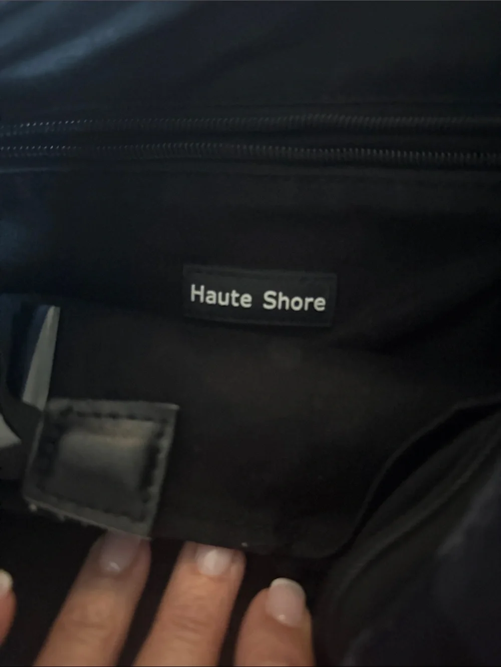 HAUTE SHORE Black Camo Crossbody with Pink Stripe Accent